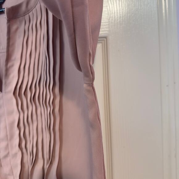 Ann Taylor Pleated Button Sleeve Blouse Size M Blush Hook and Eye Neck Office - Picture 8 of 11